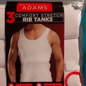Michael Adams 3pk Men's White Comfort Stretch Rib Tanks Medium 32-34 NWT